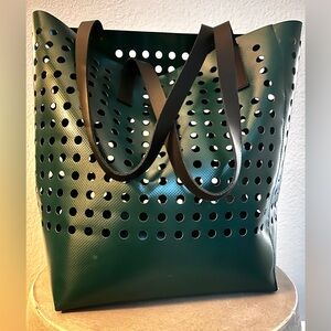 Dries Van Noten Green perforated tote Hx15 Wx1 Dx6.5